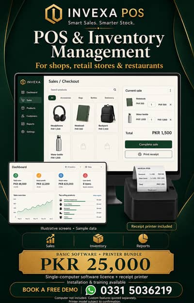 Invexa POS & Inventory Software for Shops + Receipt Printer