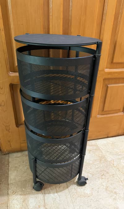 Mesh kitchen storage trolly