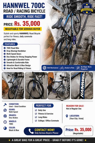 HANNWEL 700C Road/Racing Bicycle – Black & Blue