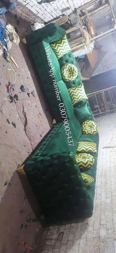 Beautiful green velvet sofa