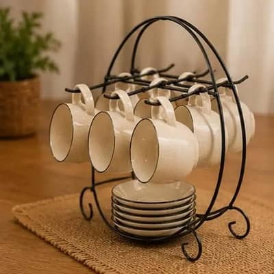 Elegant Wrought Iron Teacup Holder & Organizer