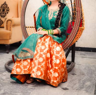 mehndi dress/green shirt with mustard gharara