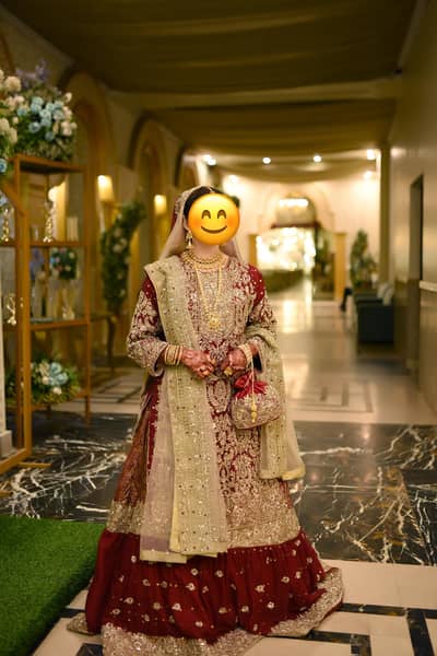 Bridal Maroon Handmade Lehenga - Heavy Work - Used Once