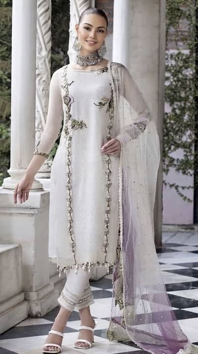 Ivory Embellished Kurti Set