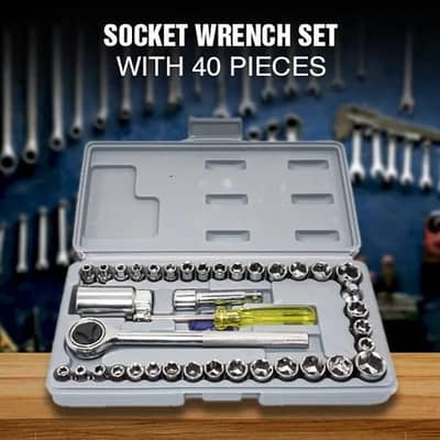 40 PCs Socket Wrench Set Chrome Vanadium Steel
