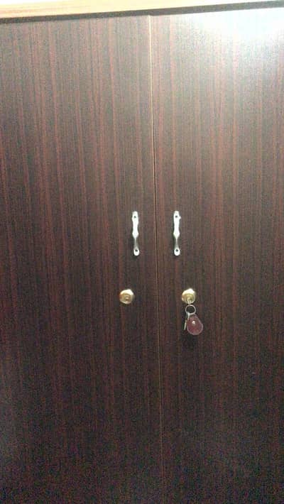 2 Door Wooden Wardrobe with Lock & Keys - Dark Brown - Rawalpindi