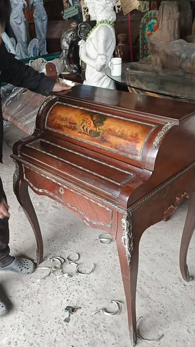 writing table roller top antique study desk bureau table wooden solid