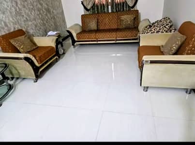 5 Seater Sofa Set cum bed with Wooden Sette - Ellegant & Stylish