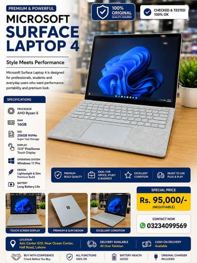 Microsoft Surface Laptop 4 Ryzen 5 | 16GB RAM | 256GB NVMe | Touch
