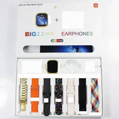 i20 Ultra Max Suit Smartwatch combo set 3 in 1