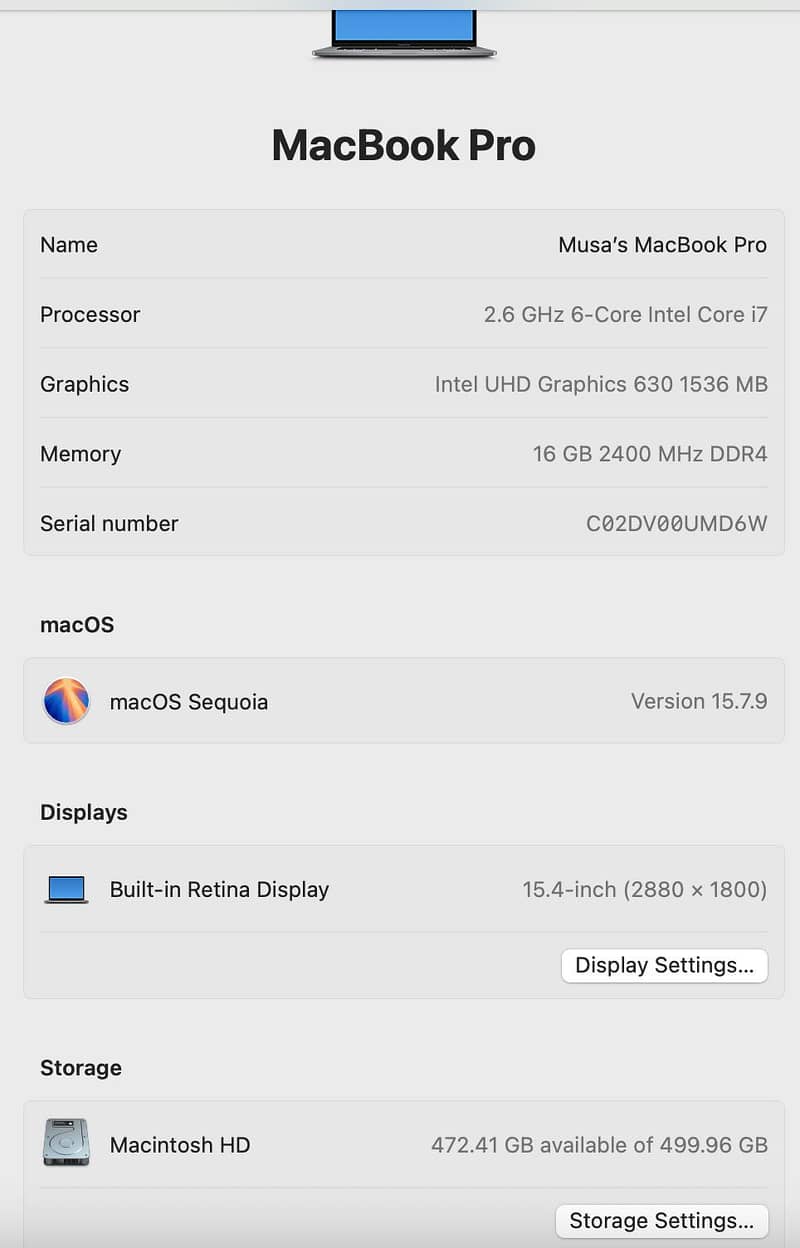 Macbook pro 15.1 3