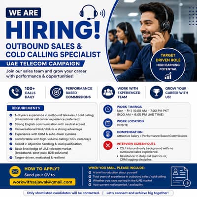 Hiring: Outbound Sales & Cold Calling Specialist – UAE Market