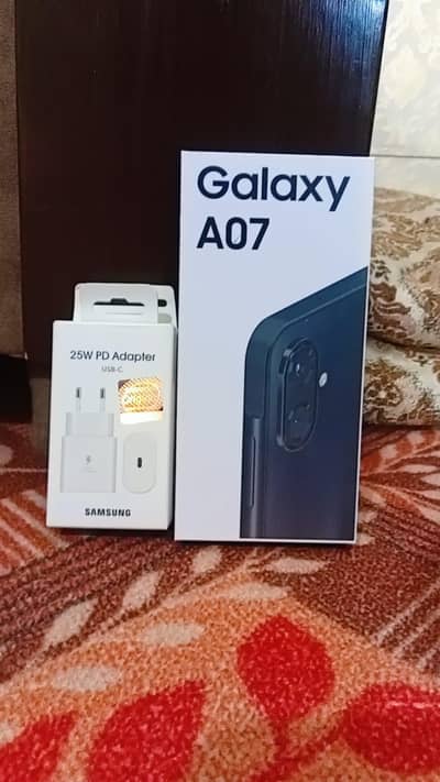 Samsung Galaxy A07 with Samsung adaptor