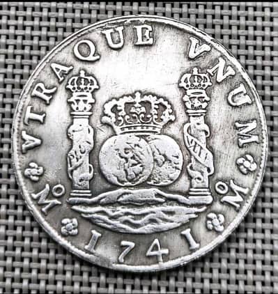 Spanish 1741 Colonial 8 Reales Silver Coin, Pillar Dollar Old  Coin