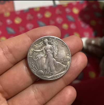 United States 1918 Walking Liberty Half Dollar Silver Coin, Old Coin