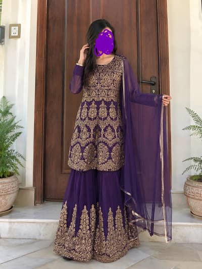 3 piece purple Sharara