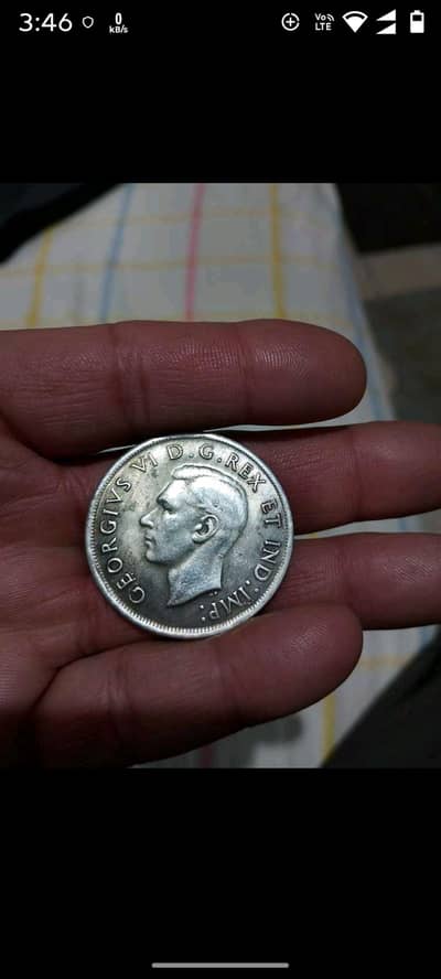 King George VI Vintage Canadian Silver Dollar, Old Coin & Rare Coin