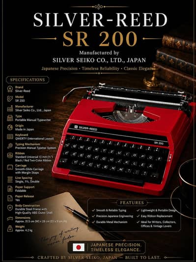 Smart Executive Glossy Crimson Red Typewriter with cover 0300-4331882