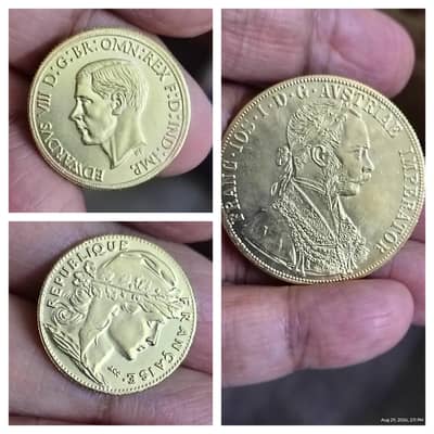 Lot of (3) Gold Plated Collectible Coins, Antique, Old & Rare Coins