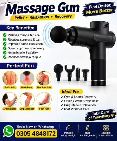 Smart Massage Gun | 4 Heads | Rechargeable