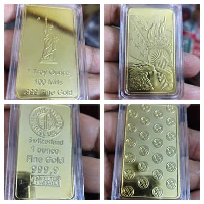 Pair of (2) Gold Plated Collectible Gold Bars, Bullion Gold Bars USA