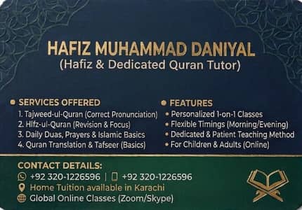 Experienced Home & Online Quran Tutor in Karachi