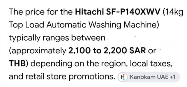 Hitachi fully Automatic Washing machine Box pack