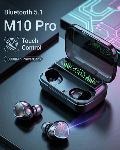 M10 Pro wireless earbuds Bluetooth 5.1 | Led display| Touch control