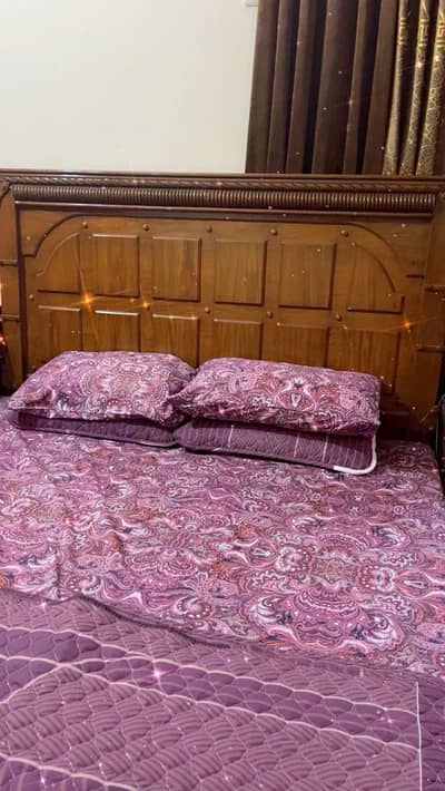 Complete Solid Wooden Bedroom Set – Bed, Dressing & Side Tables