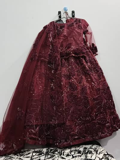Bridal dress lehnga kurti maroon color dress for nikkah baraat