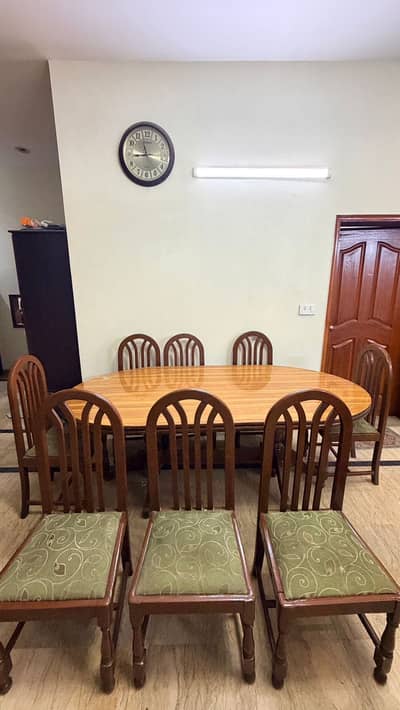 Dining Table Wooden with 8 Chairs