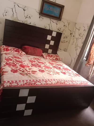 Standard size bed with two side tables+Showcase+Dressingtable with mir