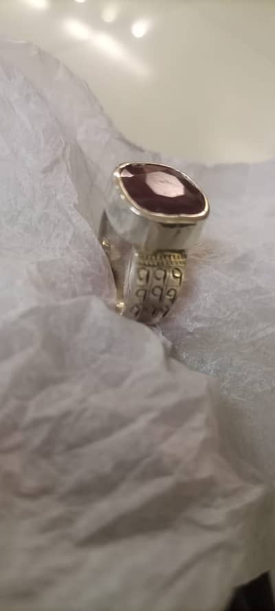 Silver Ring with Ruby Stone