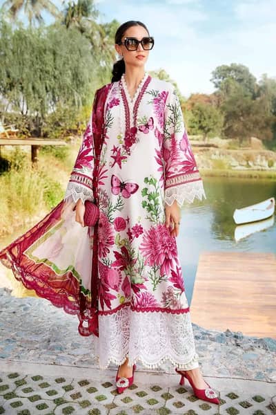 Maria. B Unstitched 3-Piece Pink Floral Lawn Suit