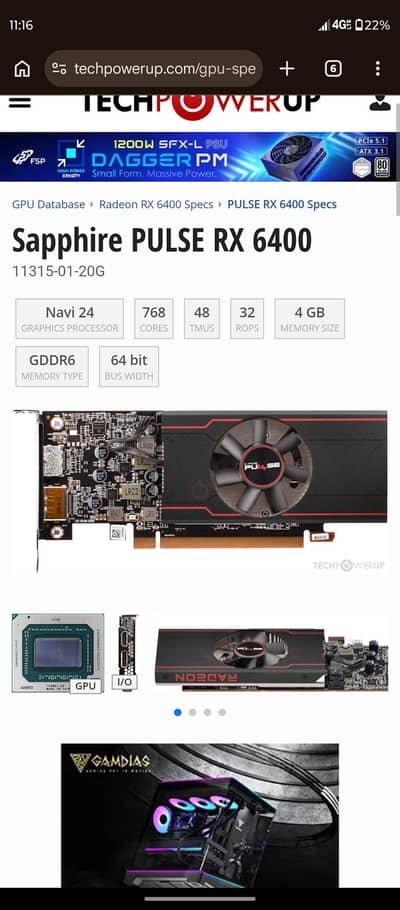 AMD RX 6400 4GB Graphic Card