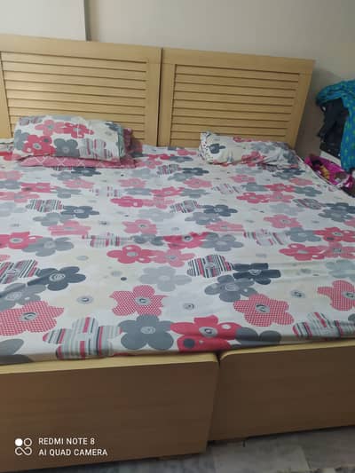 Two singles bed + wardrobe Urgent sale