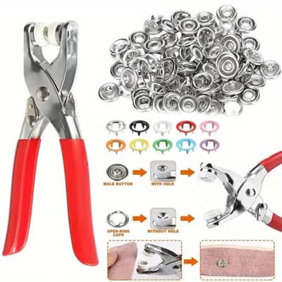 Stainless Steel Tich Button Machine with 50 Free Red Buttons