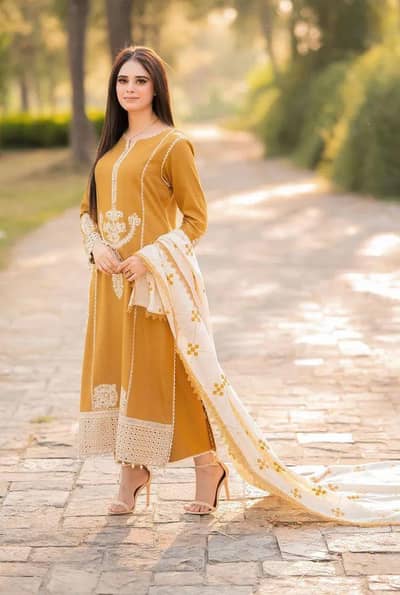 beautiful 3 PCs suit unstitched embroidered siut with free delivery