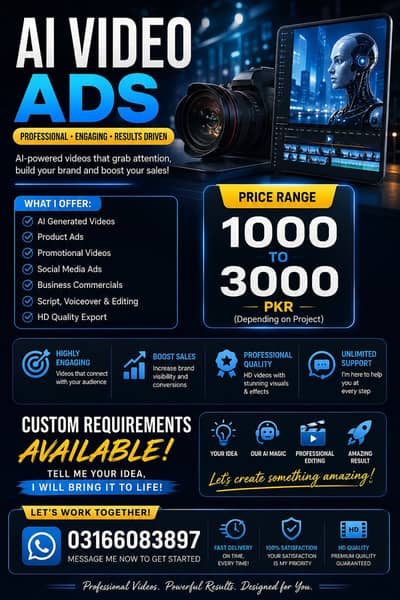 AI Video Ads & Promotional Videos | Custom Orders Available