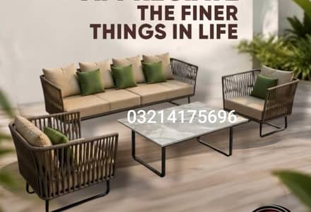 OUTDOOR GARDEN ROPE SOFA SET CHAIRS TABLE RATTAN UPVC FURNITURE