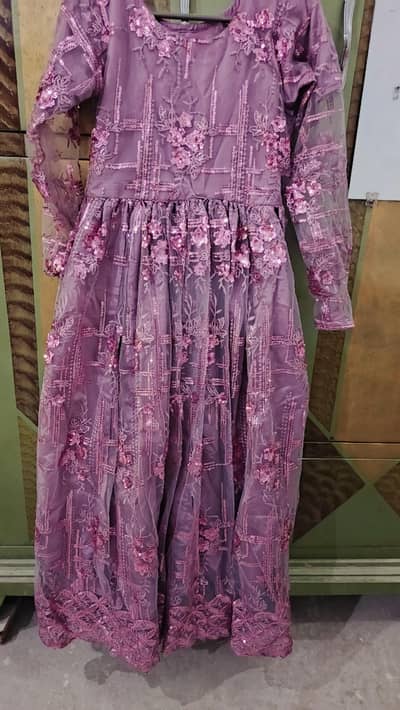 beautiful purple color long 3Pice maxi frock