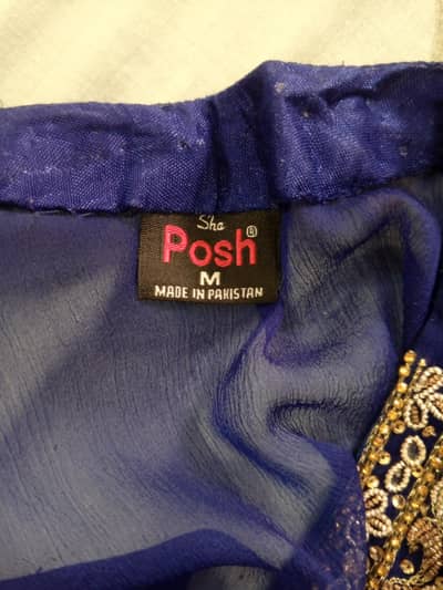 royal blue embroiderd gown style 3pc  dress,shaposh brand