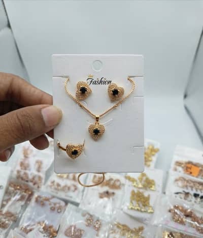 Heart shape gold planted Jewelry Set with life time gruntee - necklace