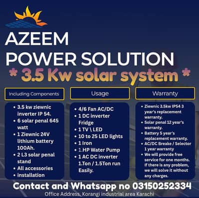 3kw solar system very reasonable price with installation and services.