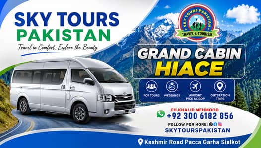 Luxurious Toyota Rent Hiace Model Cabin  Pick & Drop Service Available