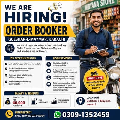 Order Booker Required || Male Staff Jobs || Jobs in Karachi