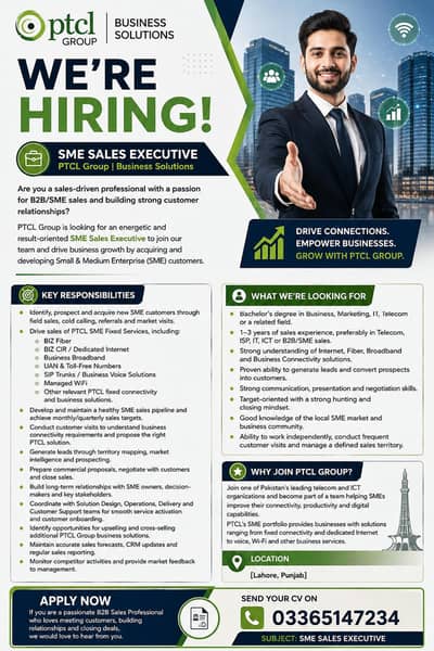 SME SALES EXECUTIVE LAHORE