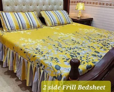 1 badsheet double frill 2 badsheet single+piping pillows