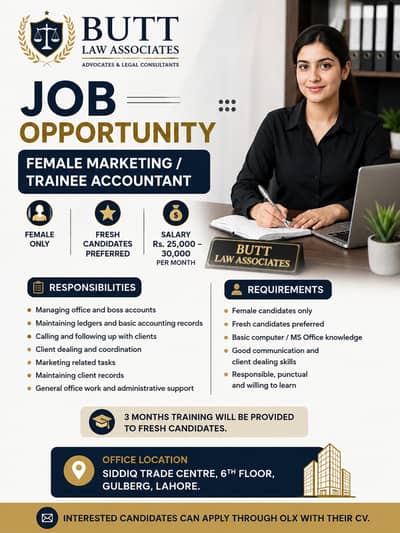 Marketing / Trainee Accountant only for Female