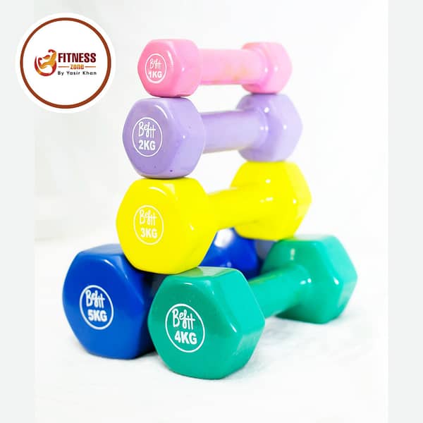 2kg Premium Vinyl-Coated Dumbbell Set– Anti-Roll Weights for Safe Women's Home Workouts. Fitness Zone